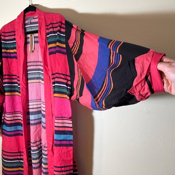 Anthropologie Conditions Apply Kimono Cover-Up Pink Bright Striped One Size - Picture 7 of 11